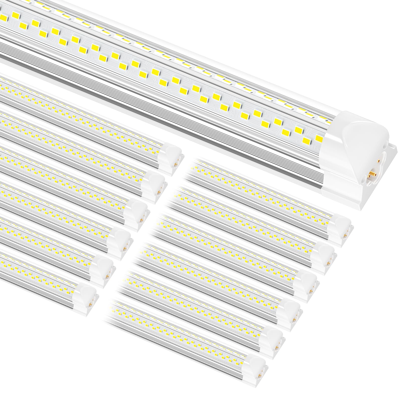 ONLYLUX 8ft LED shop light assembly demonstrates easy plug-and-play setup for garages.