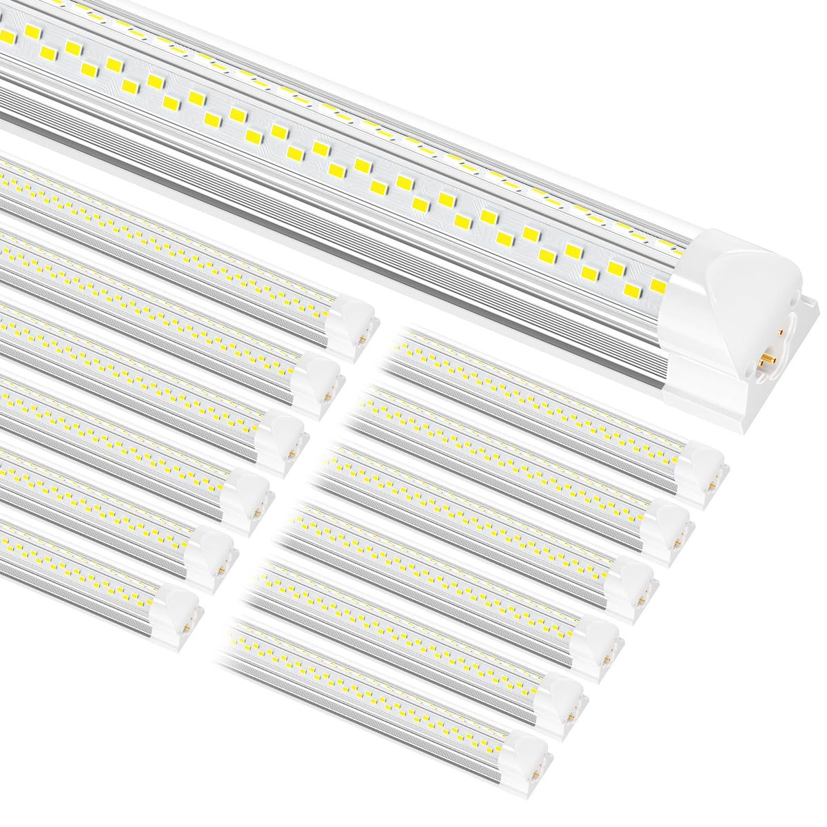 ONLYLUX 8ft LED shop light assembly demonstrates easy plug-and-play setup for garages.