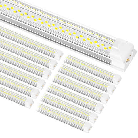 ONLYLUX 8ft LED shop light assembly demonstrates easy plug-and-play setup for garages.