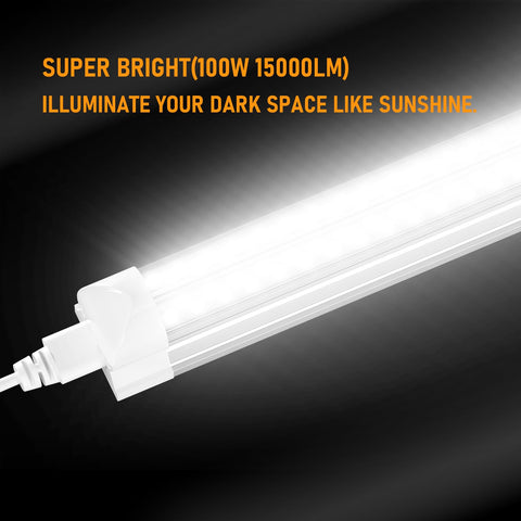 ONLYLUX 8ft LED shop light emits high-brightness output for clear work areas.