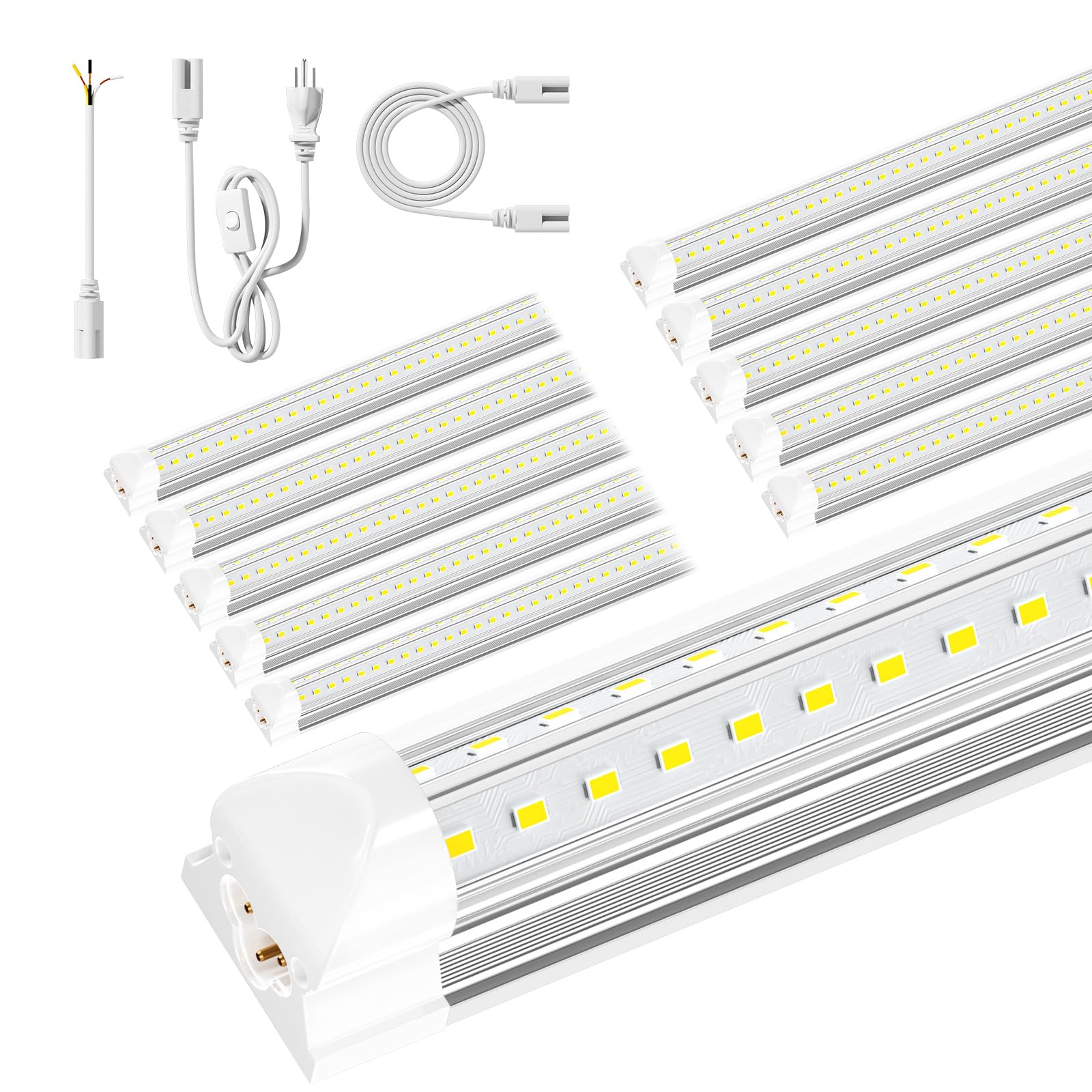 ONLYLUX 8ft LED shop light front view with bright, even illumination.