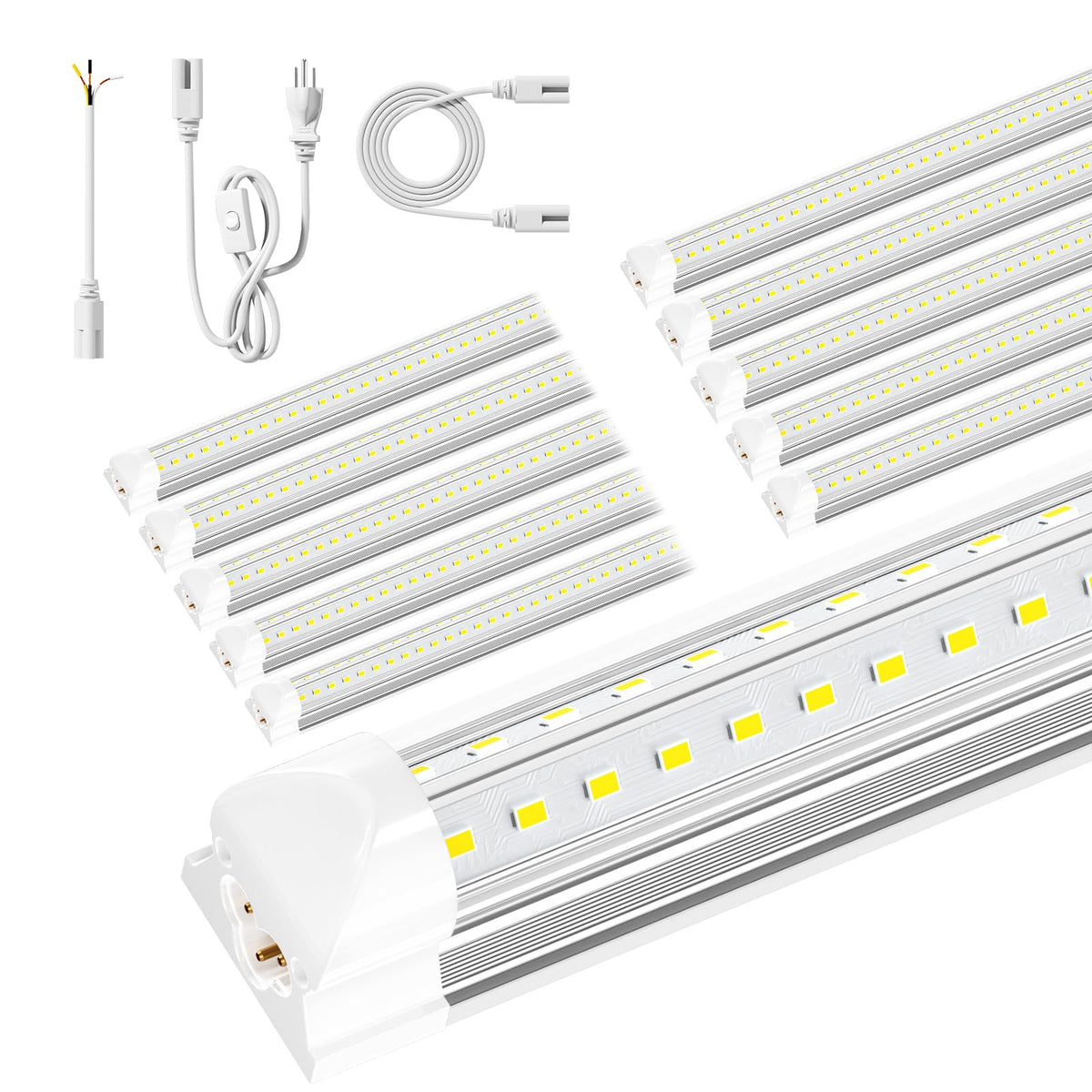 ONLYLUX 8ft LED shop light front view with bright, even illumination.
