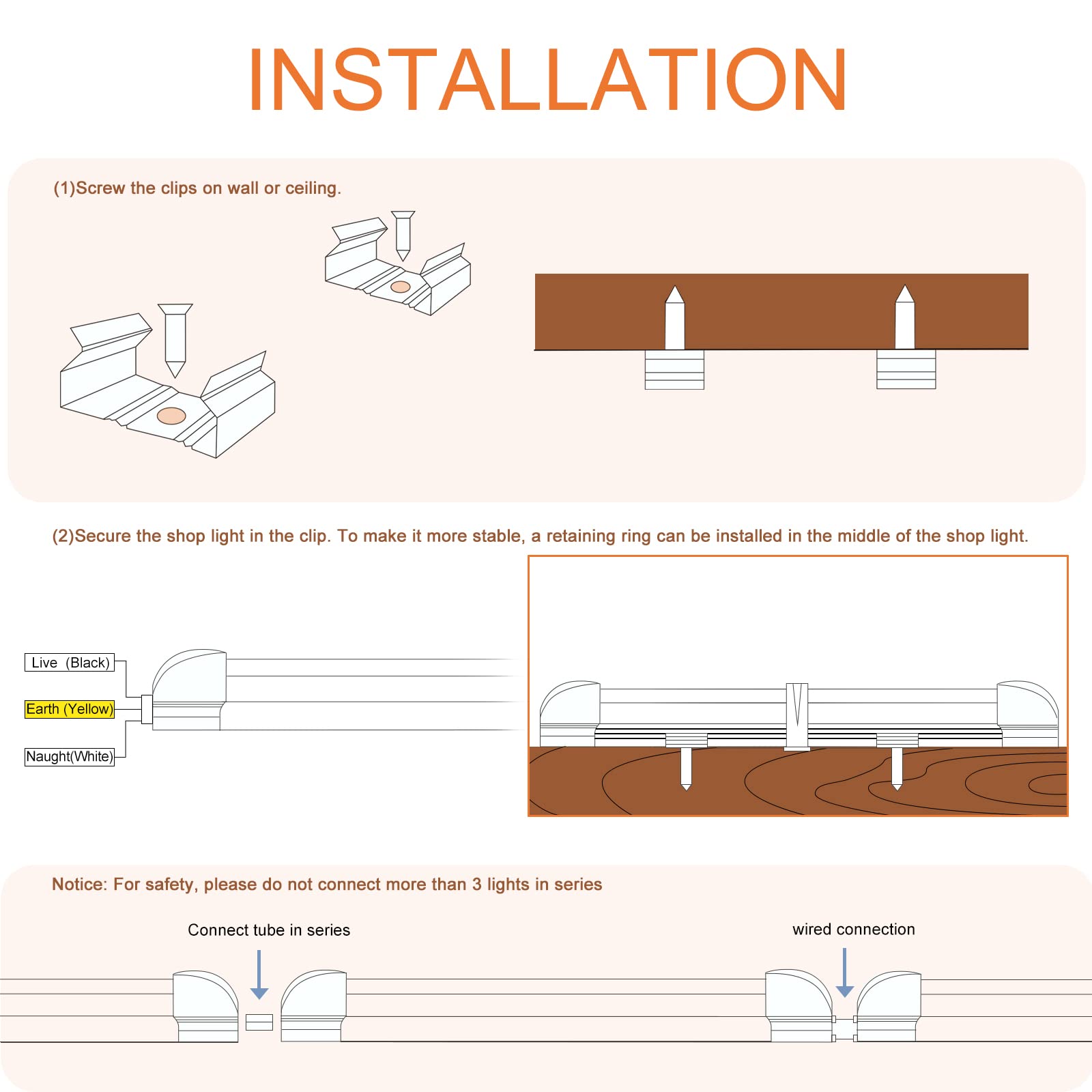 ONLYLUX 8ft LED shop light over a warehouse aisle delivering broad coverage.