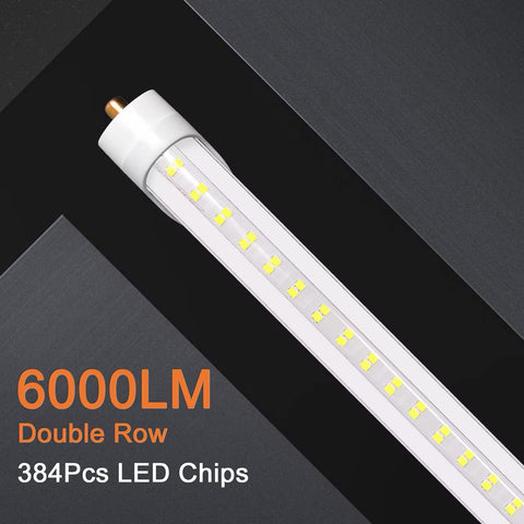 ONLYLUX 8ft LED tube in office environment shows bright, energy-efficient lighting.