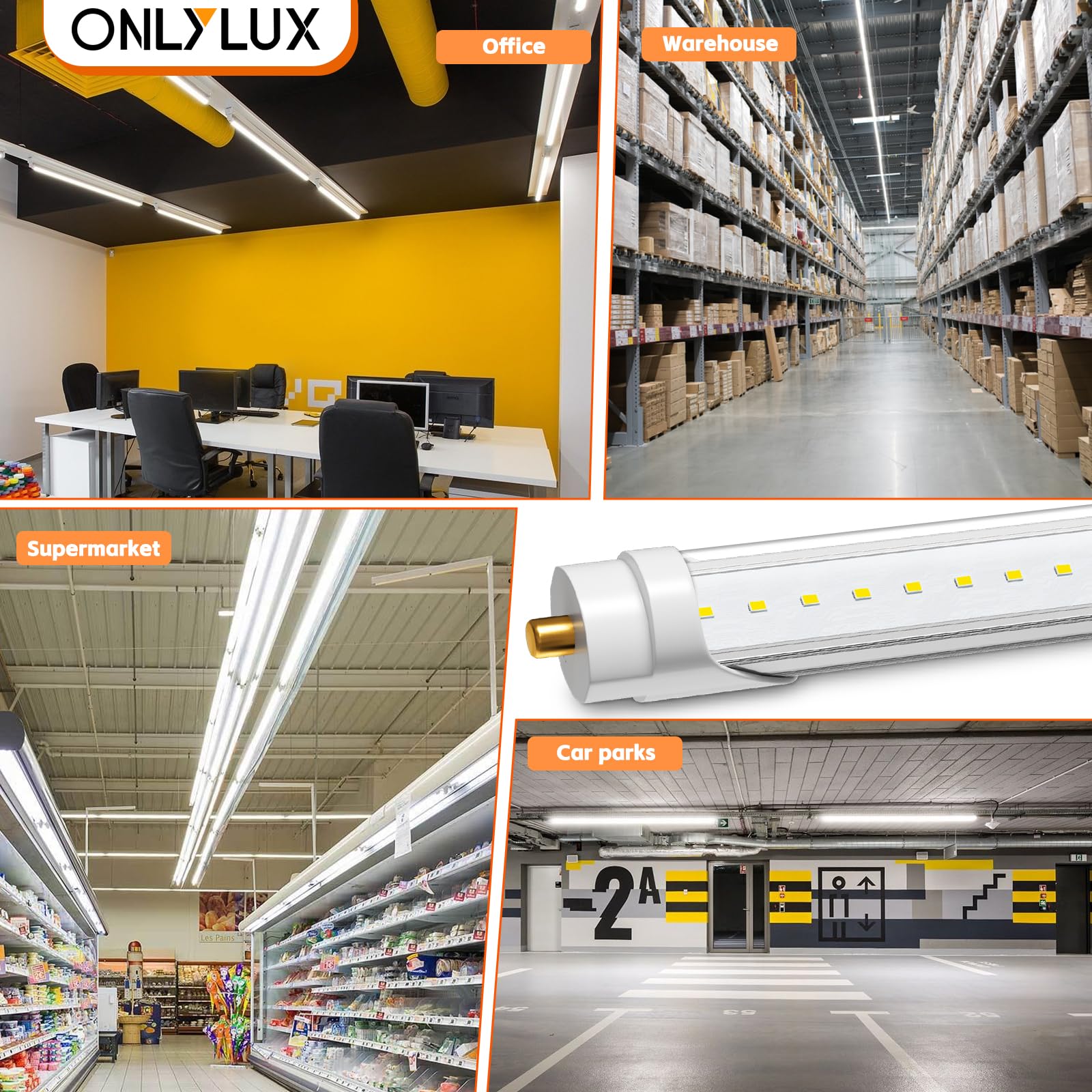 ONLYLUX aluminum body enhances heat dissipation for longer fixture life