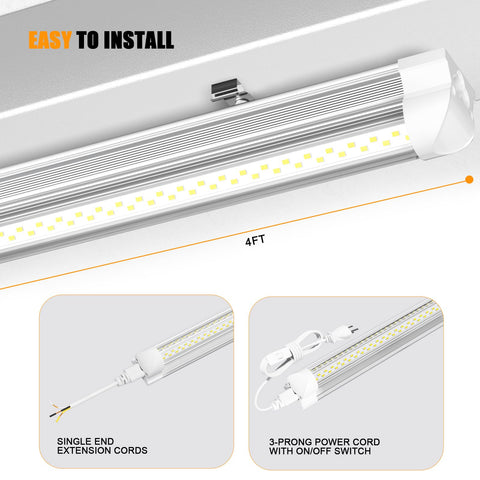 ONLYLUX 4ft light demonstrating easy installation across 110–277V.