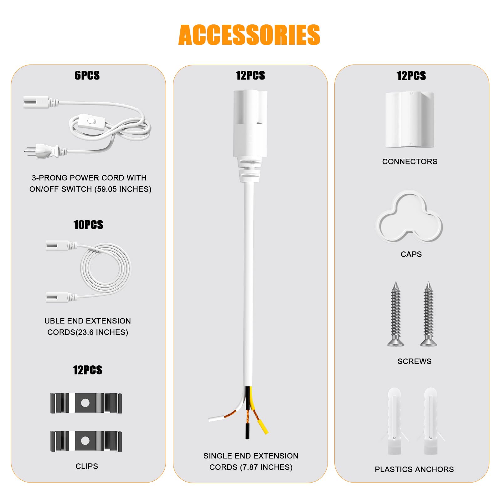 ONLYLUX packaging bundle showing cords and installation accessories.