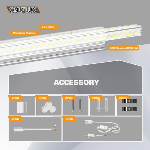 ONLYLUX LED shop light installed in garage or basement.