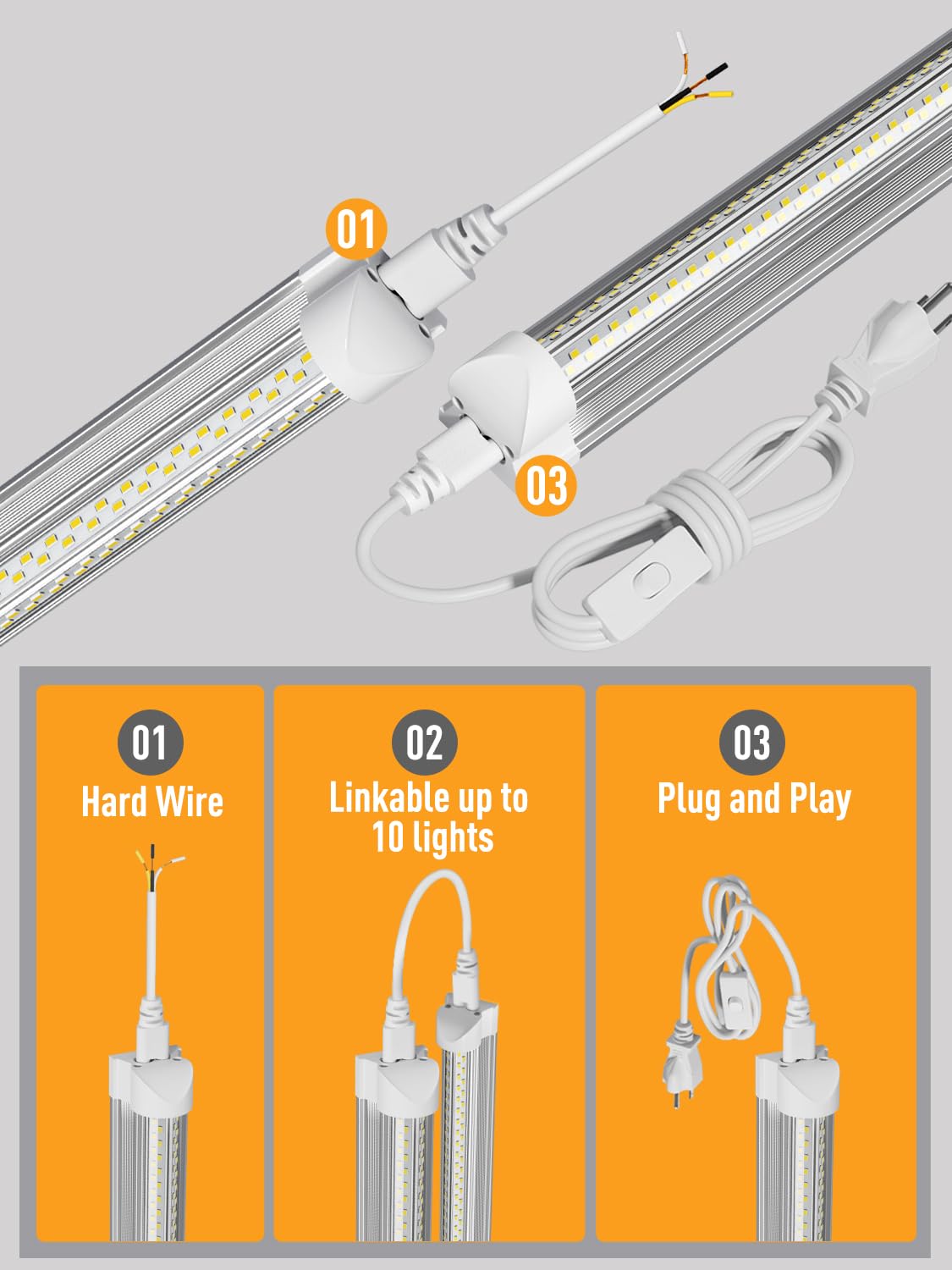 ONLYLUX LED Shop Light installation manual and accessories included for easy setup.