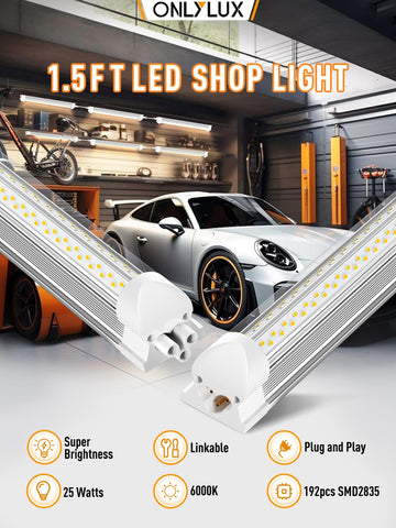 ONLYLUX LED Shop Light demonstrates seamless linkable setup for continuous illumination.