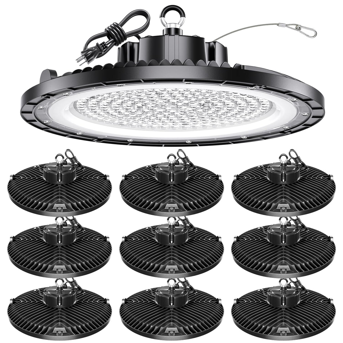 ONLYLUX UFO high bay light 200W for energy-efficient garage lighting.