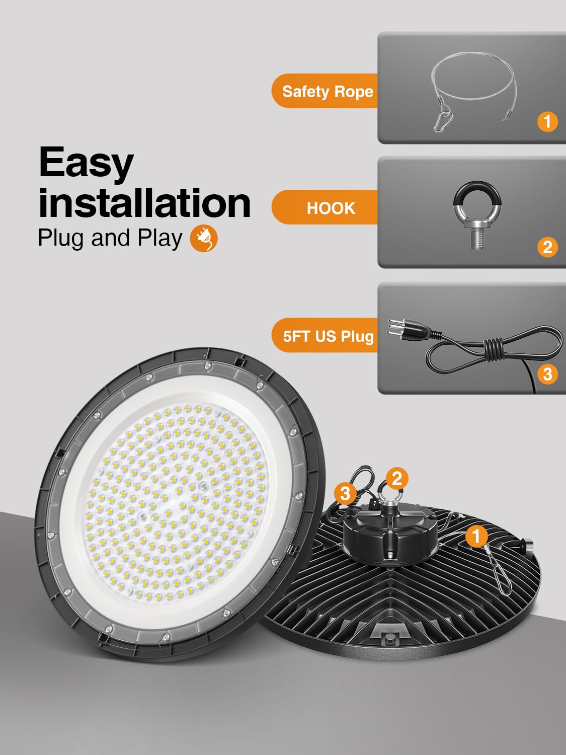 ONLYLUX UFO high bay light 30000lm brightens large workshop spaces.
