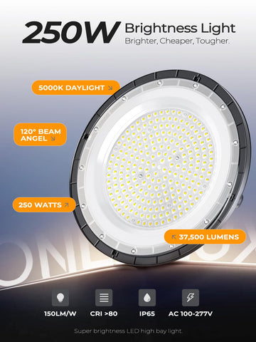 ONLYLUX UFO high bay with installation kit enables quick setup in shops