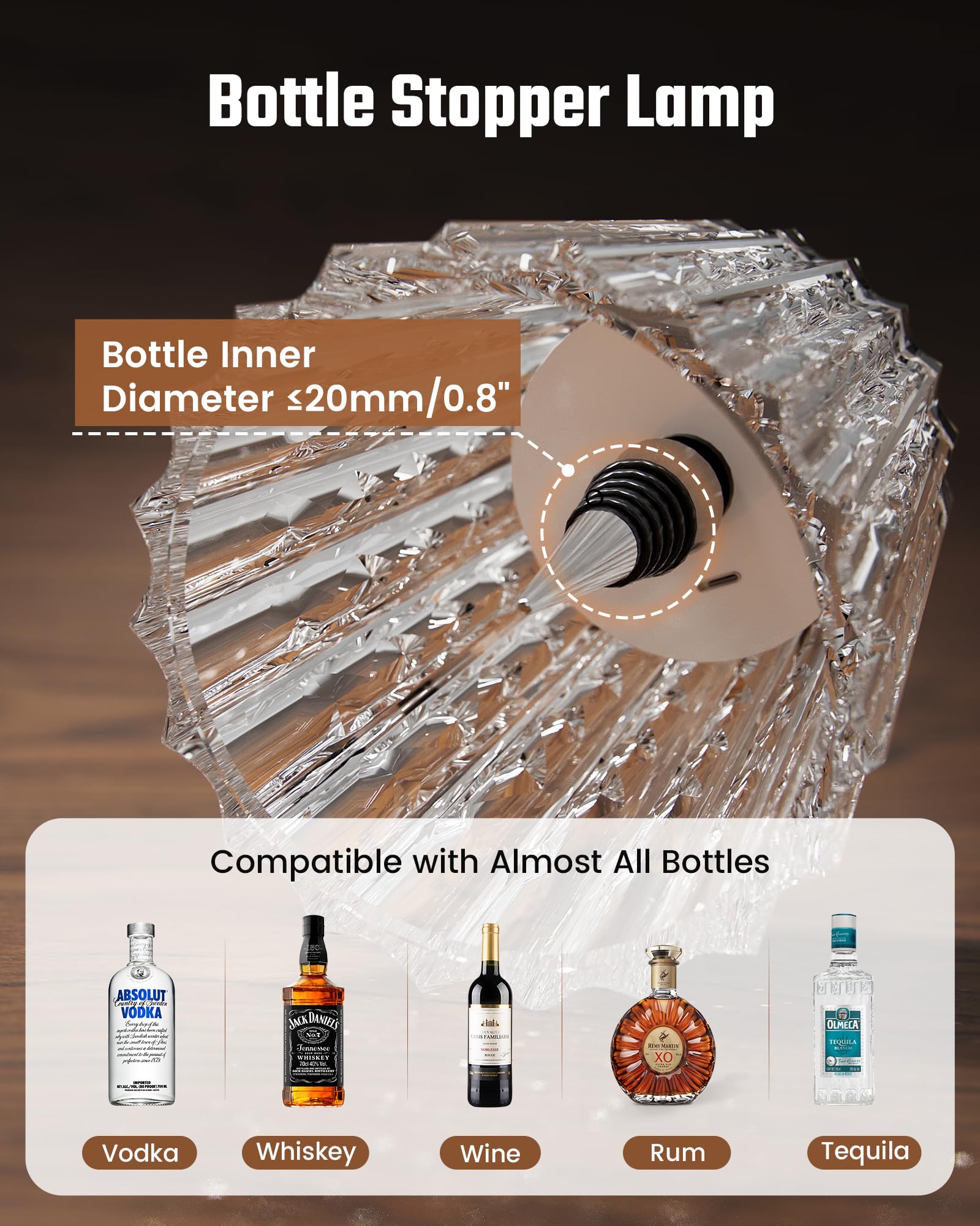ONLYWIN crystal lampshade reflects light beautifully for stylish bottle décor.