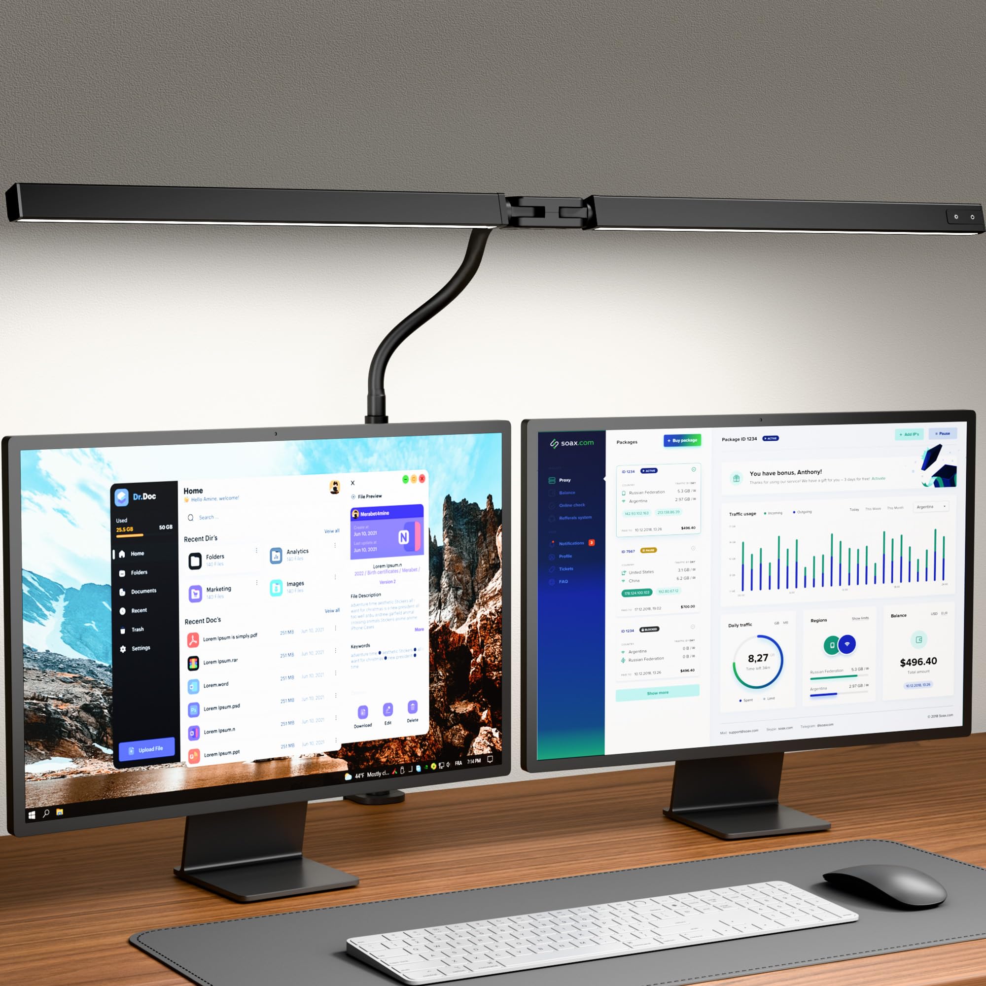 ONLYWIN eye-caring desk lamp with clamp provides space-saving lighting for home offices.