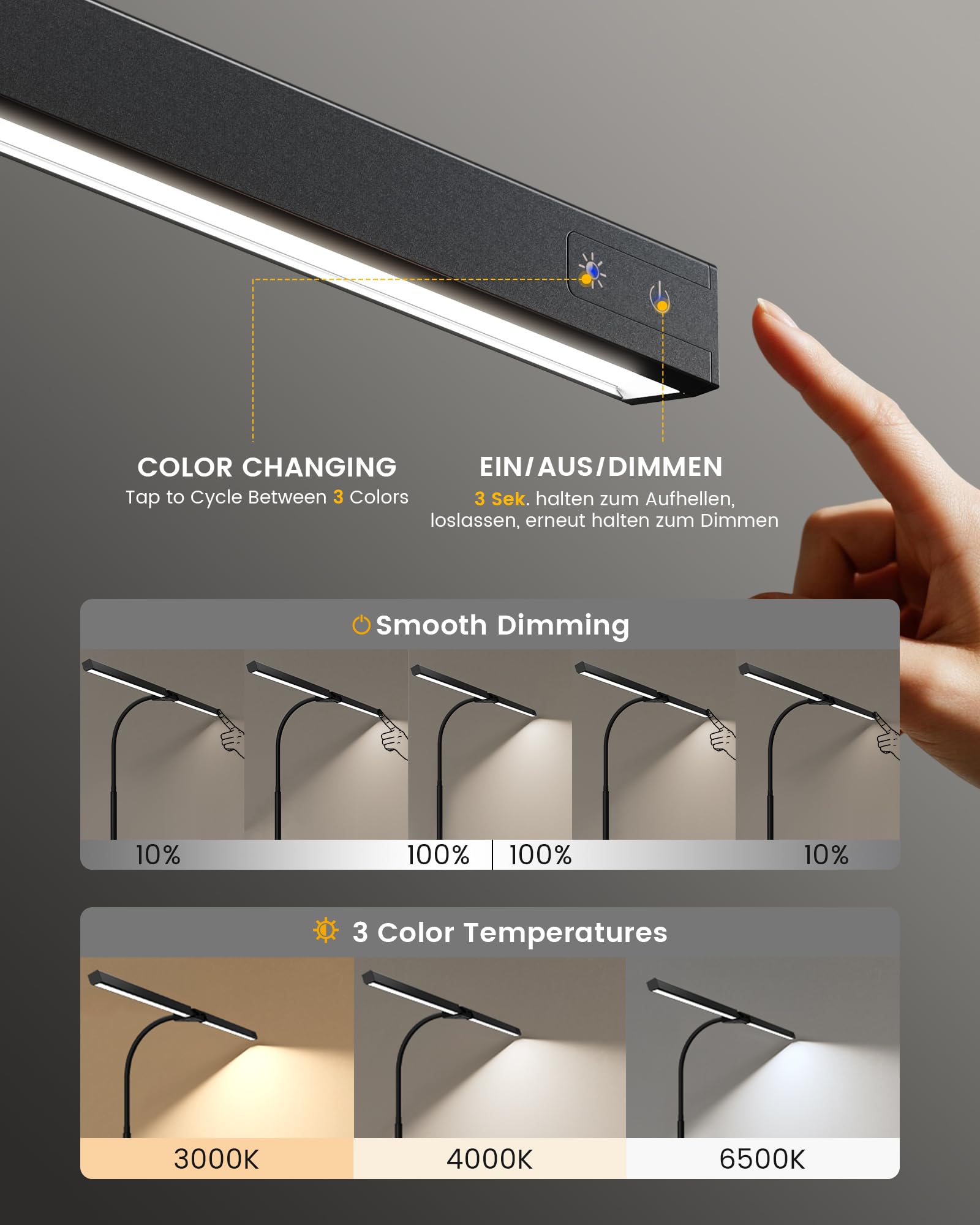 ONLYWIN foldable Y-shaped bars provide wide coverage for desks.