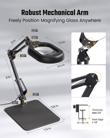 ONLYWIN magnifying desk lamp color temperature modes for task lighting.