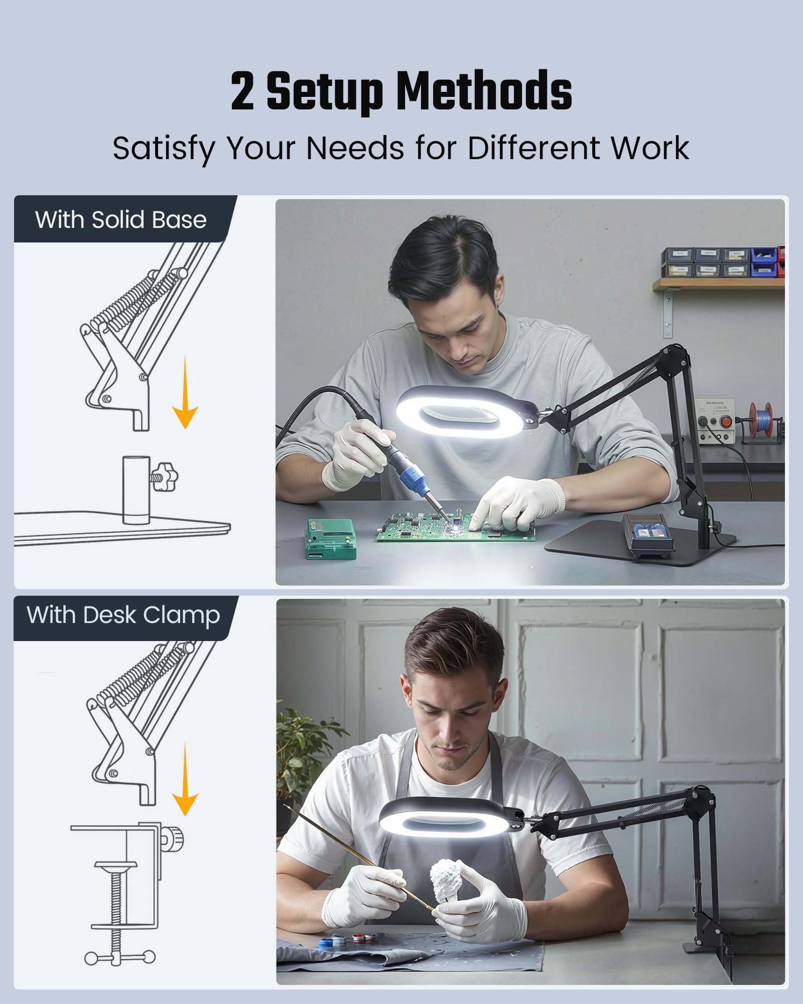 ONLYWIN magnifying desk lamp heavy-base tabletop use for freestanding stability.