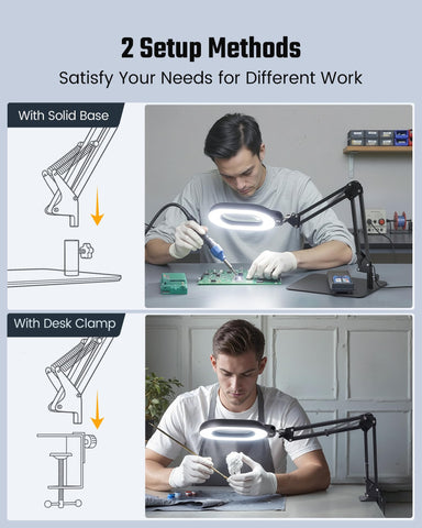 ONLYWIN magnifying desk lamp heavy-base tabletop use for freestanding stability.