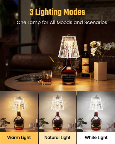 ONLYWIN bottle lamp features 3-color modes for mood lighting in any room.