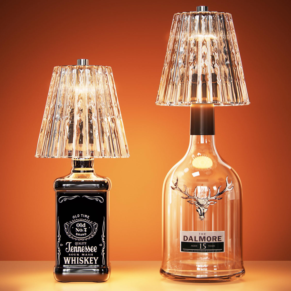 ONLYWIN wireless bottle lamp with crystal shade enhances bar decor for ambiance.