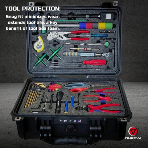 ONREVA tool-shadow inserts organizing tools in a case