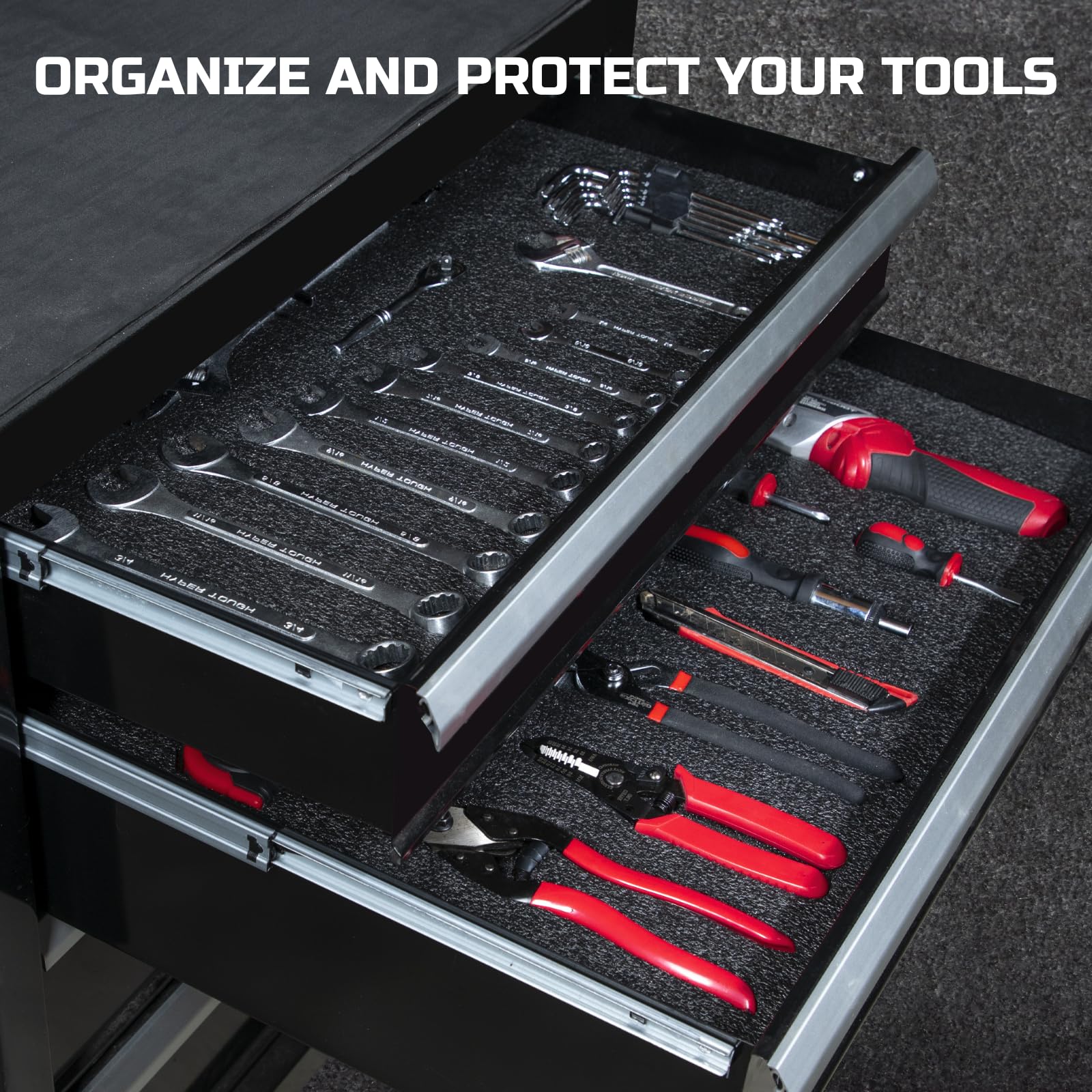 ONREVA toolbox foam custom-fit sheets enable tailored tool placement and quick access.