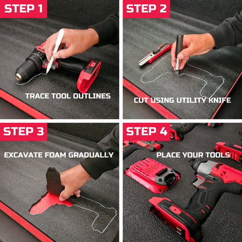 ONREVA toolbox foam high-density PE foam delivers durable protection during transport.