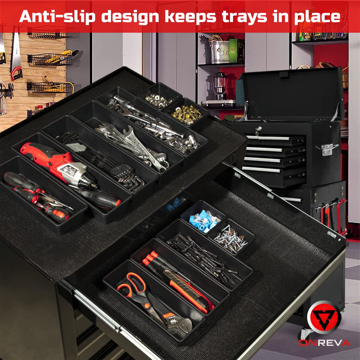 ONREVA drawer-fit trays keep frequently used tools within easy reach