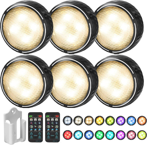 Onumii LED puck light on cabinet enhances cabinet lighting with remote control
