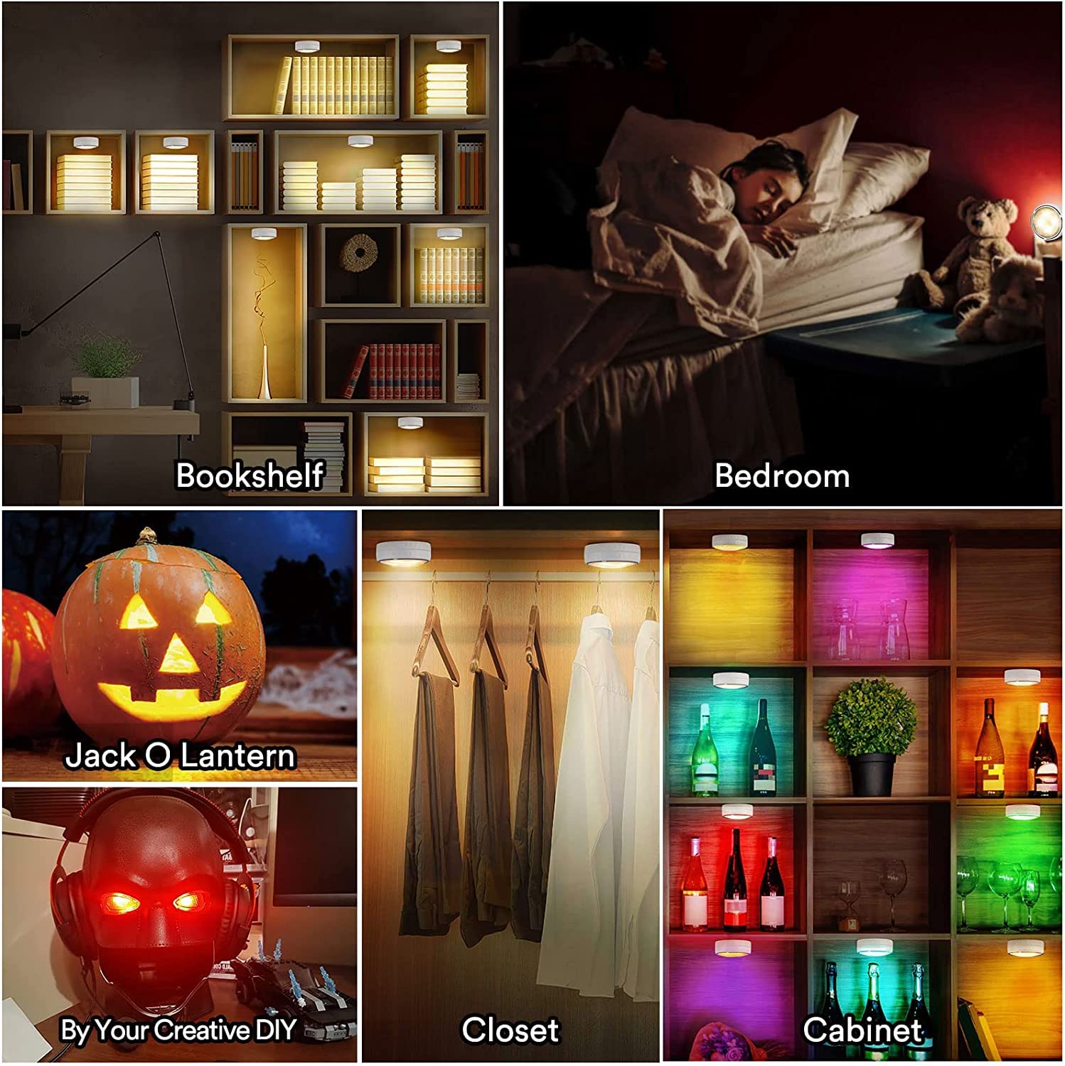 Onumii LED Puck Light remote control use demonstrates easy color customization.