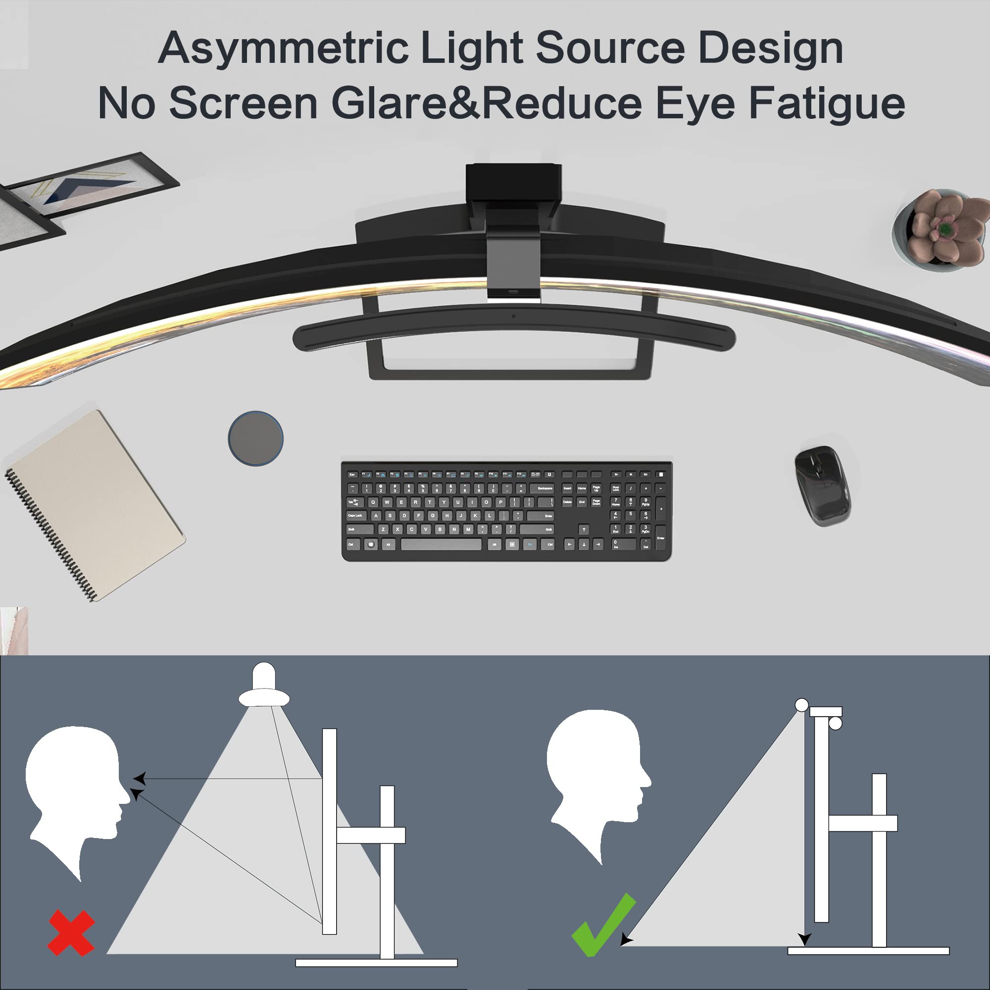 ONWAY curved monitor light bar includes a camera base to save desk space.