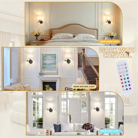 Onwecen black fabric shade adds modern style to bedrooms and living rooms.