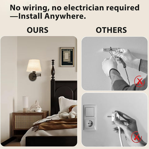 Onwecen swing-arm dimmable sconces adjust light angle for versatile tasks.