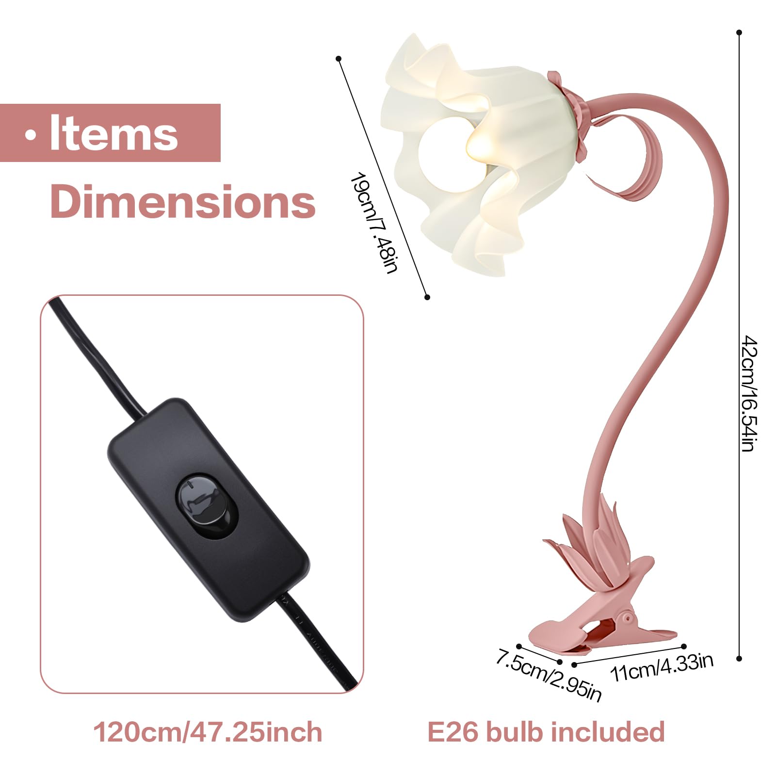 ONXE clip opens up to 2.3 inches for secure attachment on desk or headboard