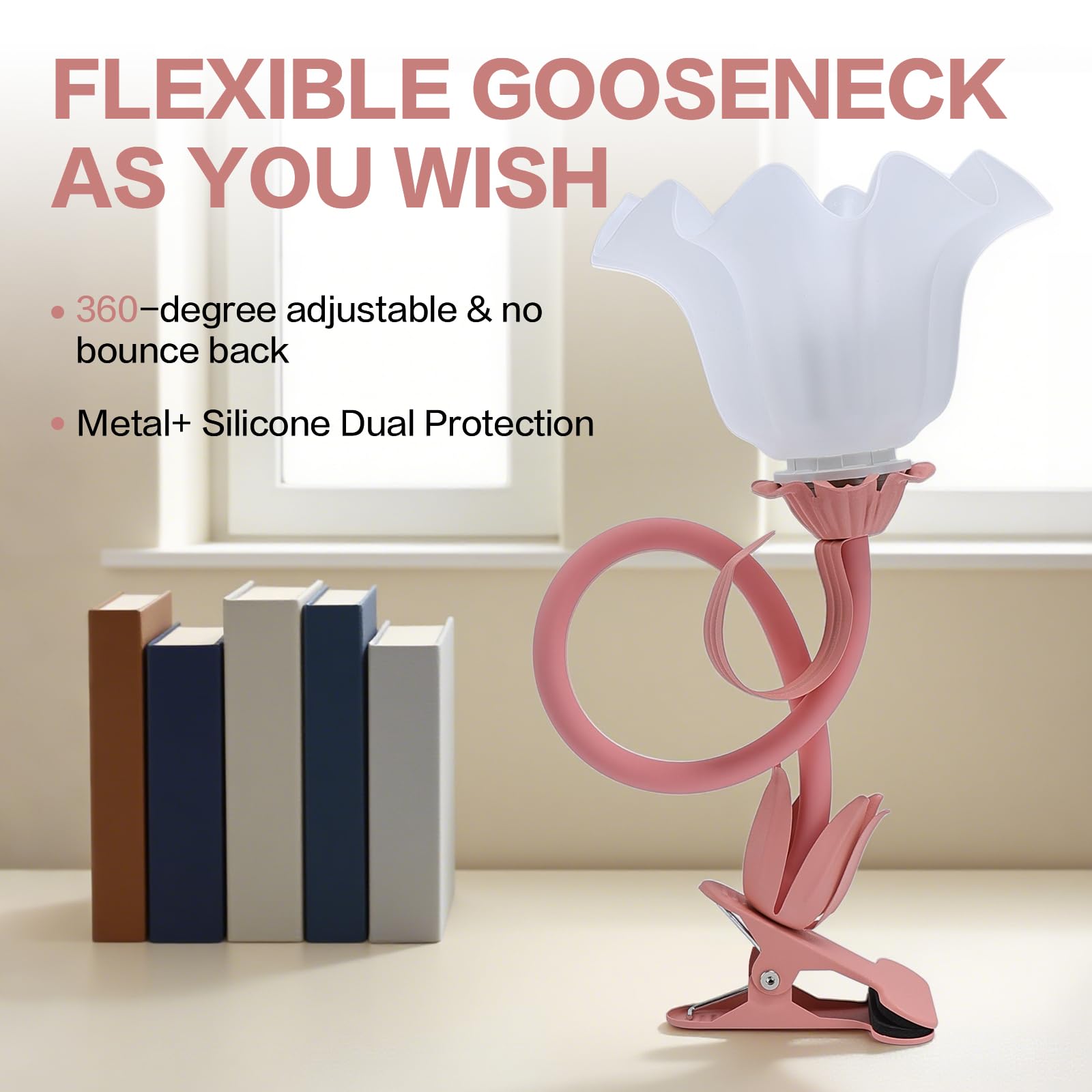 ONXE flexible gooseneck provides 360-degree adjustability for precise illumination