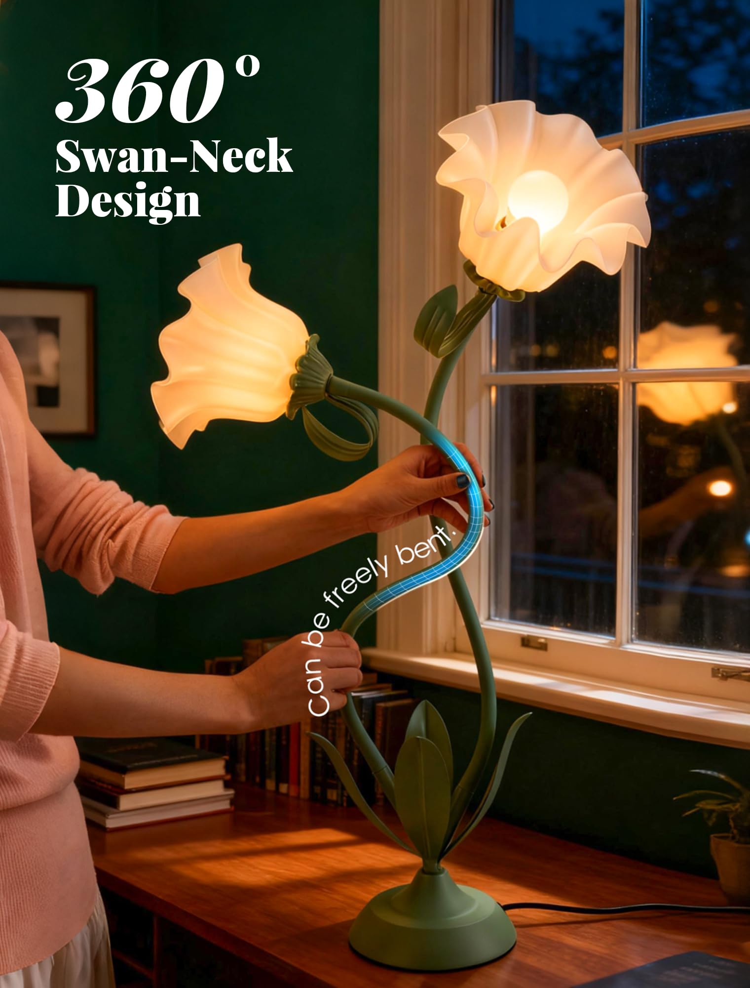 ONXE Flower Desk Lamp suits bedroom and living room decor beautifully.