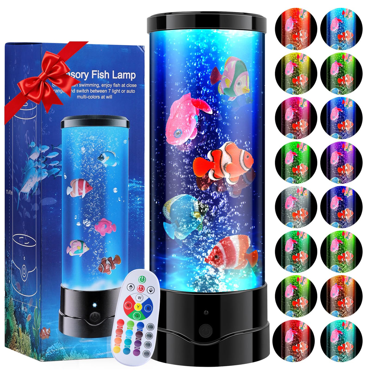 ONXE LED aquarium lamp front view with vibrant color options for calming ambiance.