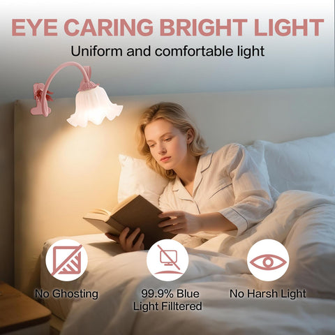 ONXE reading light in three color modes supports comfortable nighttime reading