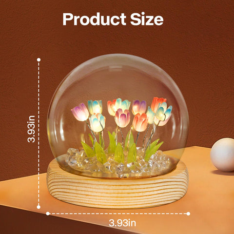 ONXE Tulips blue glow creates calm night-time ambiance