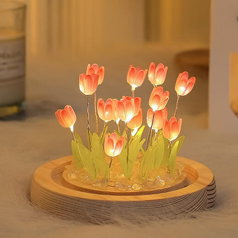ONXE Tulips night light on a desk setup for gentle illumination