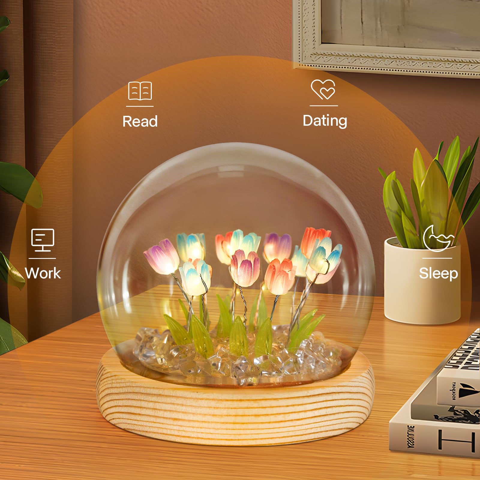 ONXE Tulips purple glow adds romantic mood lighting