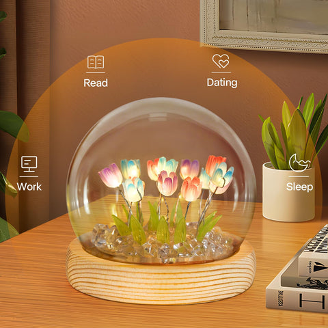 ONXE Tulips purple glow adds romantic mood lighting