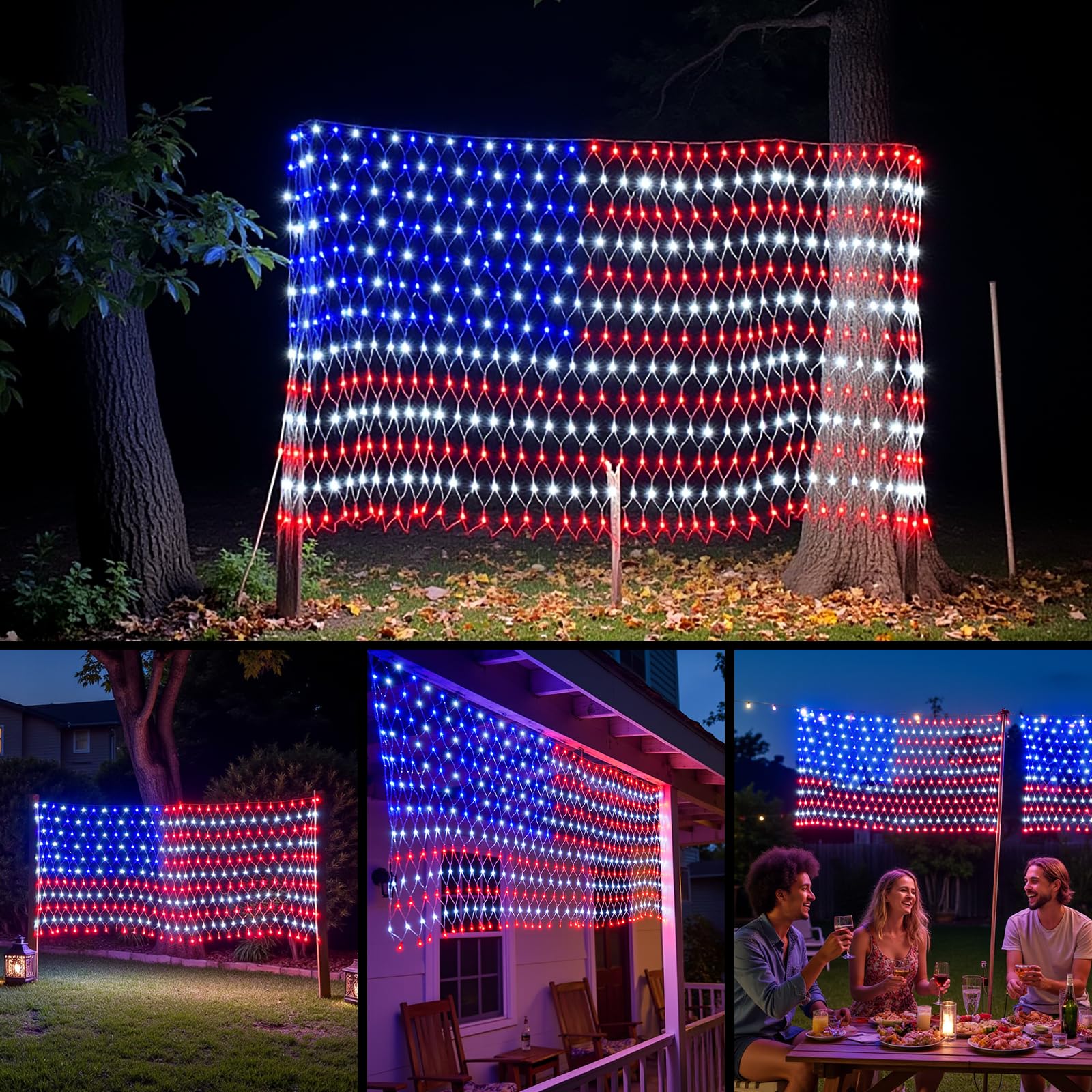 ooLALoo American Flag Lights Outdoor, 6.5ft by 3.3ft, bright patriotism for yards.