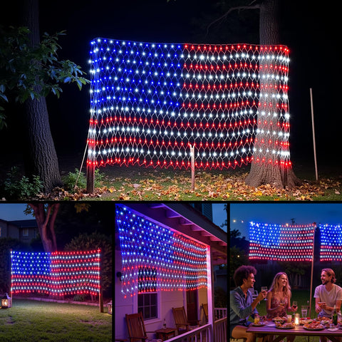 ooLALoo American Flag Lights Outdoor, 6.5ft by 3.3ft, bright patriotism for yards.