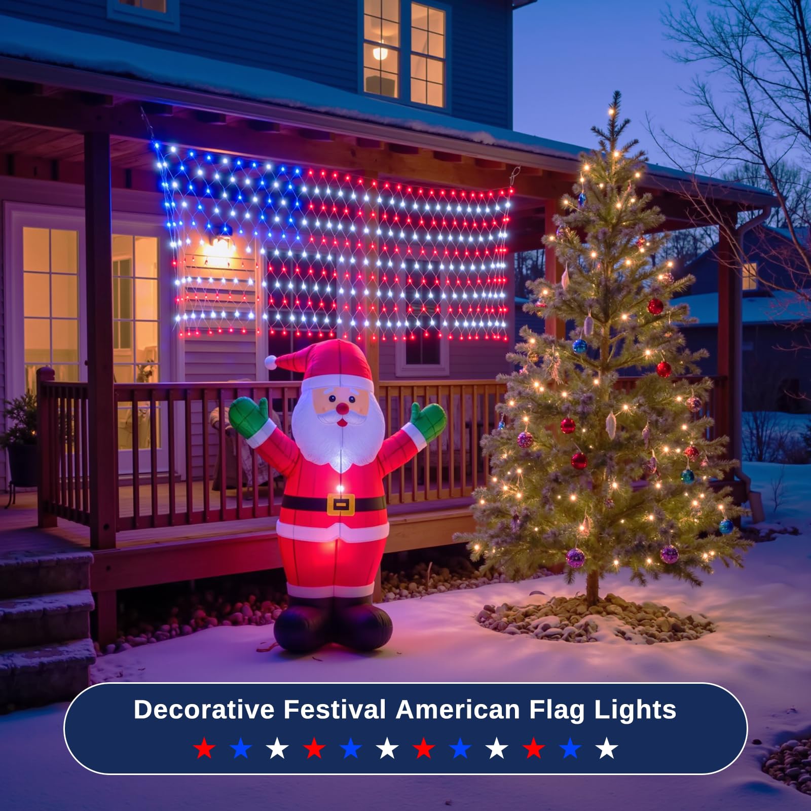ooLALoo Patriotic Net Light for flag displays, ideal for 4th of July.