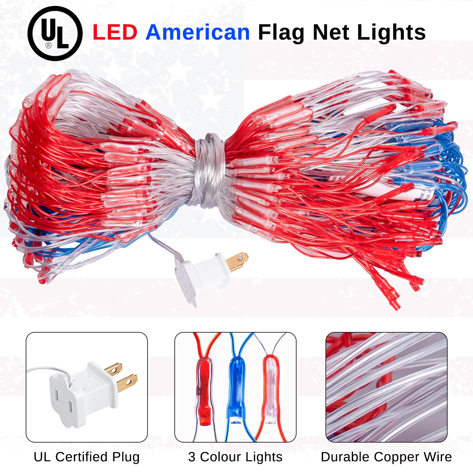 ooLALoo Plug-in American Flag Light, quick setup and decoration.