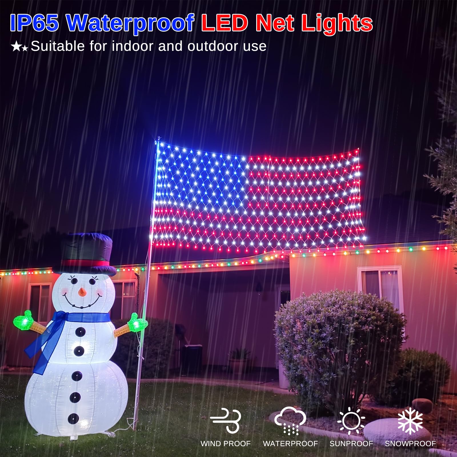 ooLALoo Waterproof Flag Light with IP44 rating, suitable for rain.