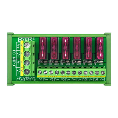 oono dc power fuse strip six channel layout demonstrating organization and scalability