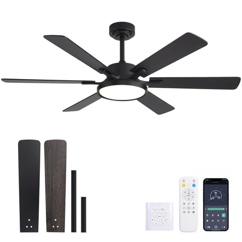 oooYYDSxxx 52in dual-wing obsidian ceiling fan provides steady indoor airflow